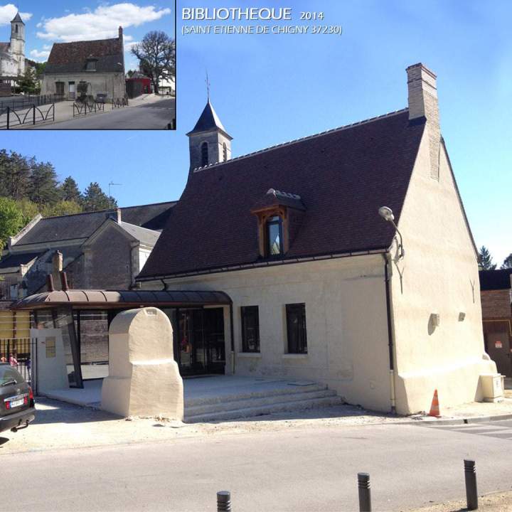Aménagement d'une bibliothèque dans une ancienne fermette Sud Sarthe (3)