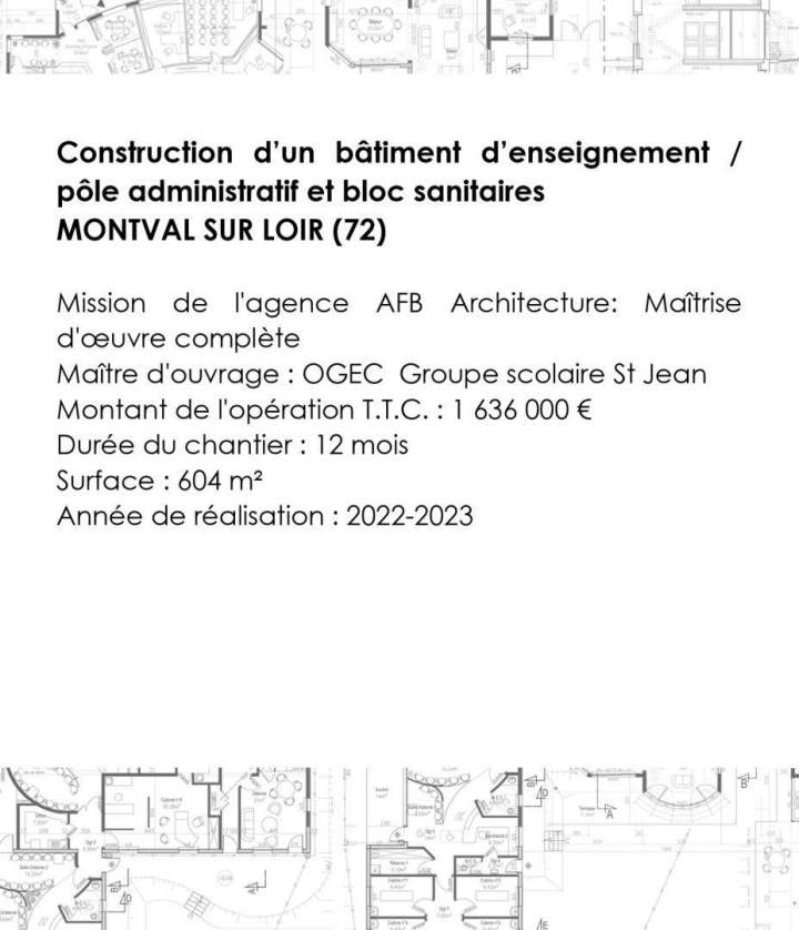 Construction d'un bâtiment d'enseignement  pôle administratif et blocs sanitaires Sud Sarthe (1)